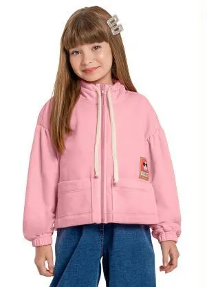 Gloss - Jaqueta Infantil Menina de Moletom Rosa - GLOSS