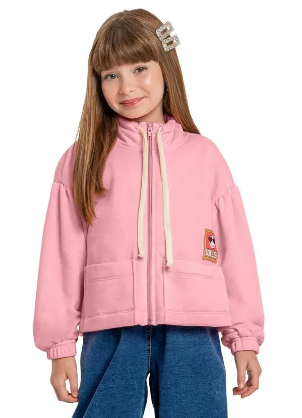 Gloss - Jaqueta Infantil Menina de Moletom Rosa