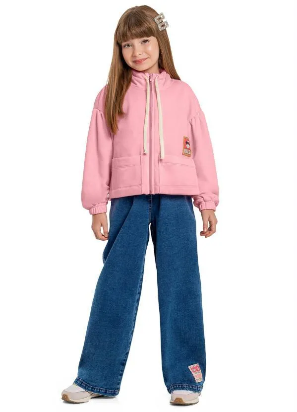 Gloss - Jaqueta Infantil Menina de Moletom Rosa 2