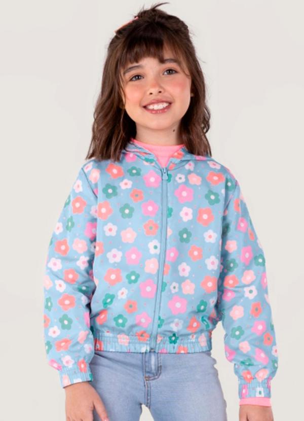 Brandili - Jaqueta Infantil Menina em Microfibra Azul