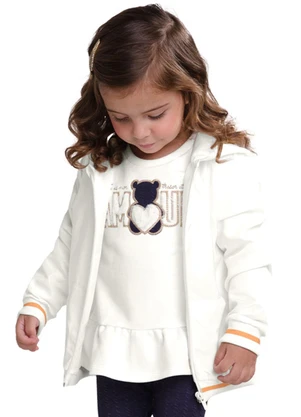 Milon - Jaqueta Infantil Menina em Microfibra Off White - MILON