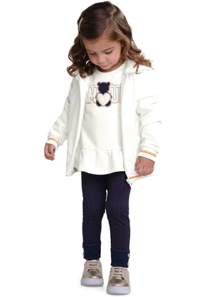 Milon - Jaqueta Infantil Menina em Microfibra Off White - MILON