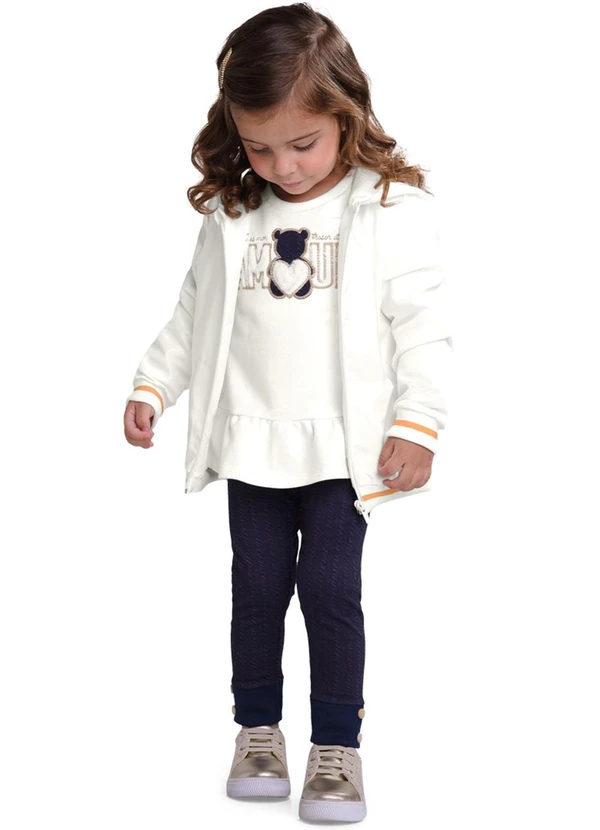 Milon - Jaqueta Infantil Menina em Microfibra Off White 2