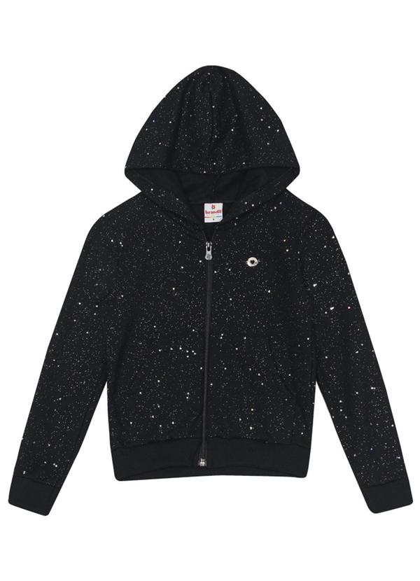 Brandili - Jaqueta Infantil Menina em Moletom Preto