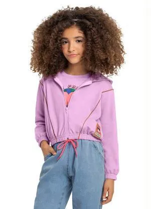 Gloss - Jaqueta Infantil Menina em Moletom Roxo - GLOSS