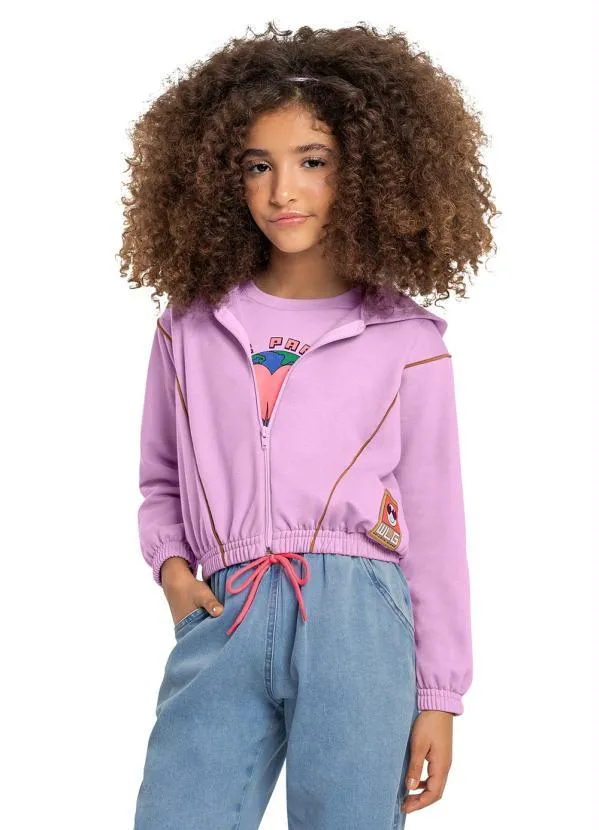 Gloss - Jaqueta Infantil Menina em Moletom Roxo