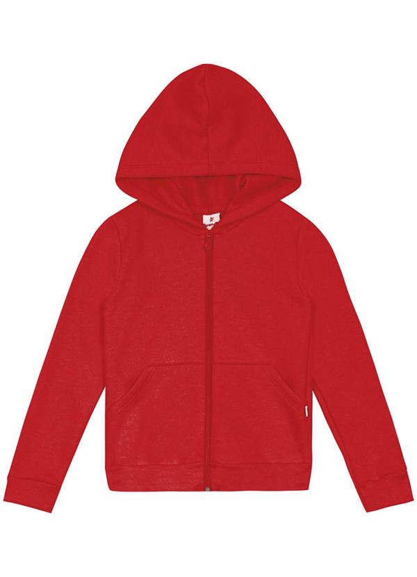 Brandili - Jaqueta Infantil Menina em Moletom Vermelho