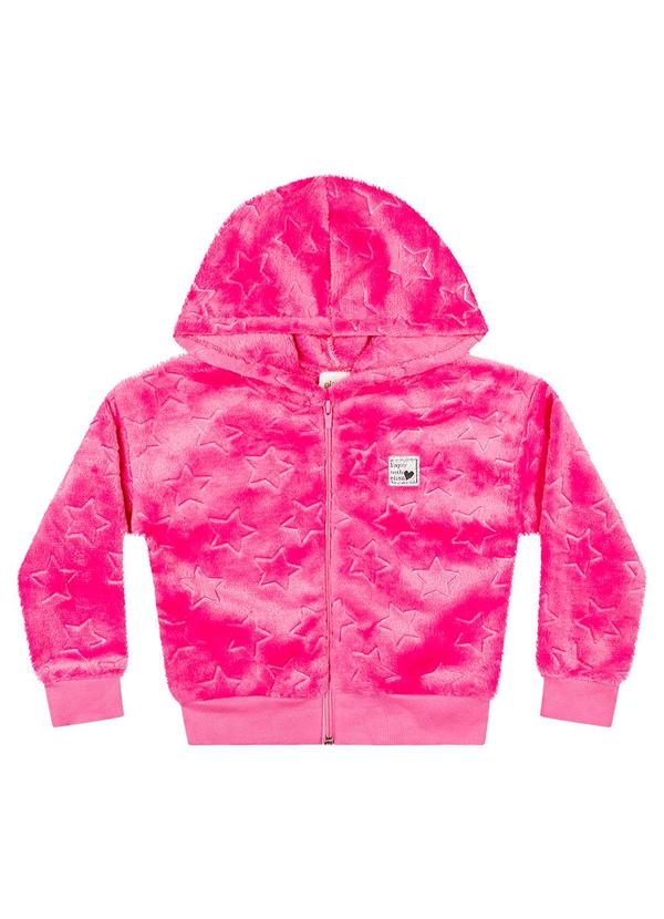 Elian - Jaqueta Infantil Menina em Pelo Estrela Rosa