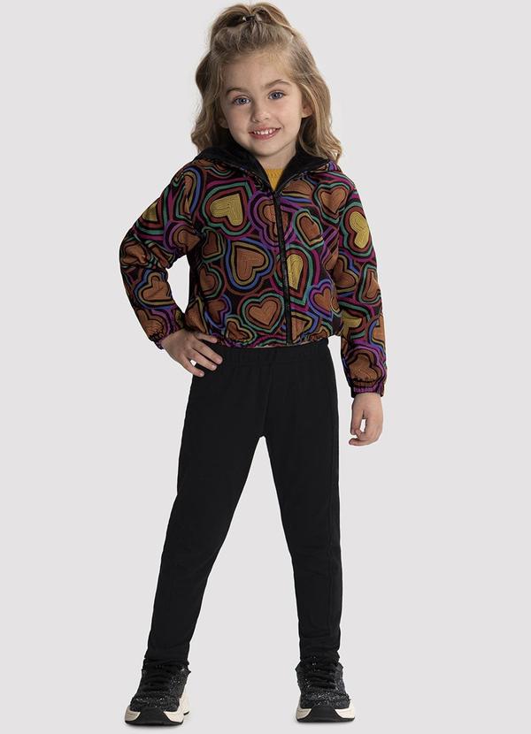 Alakazoo - Jaqueta Infantil Menina em Politel com Capuz Pelo Preto 2