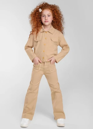 Colorittá - Jaqueta Infantil Menina em Sarja Bege - COLORITTÁ