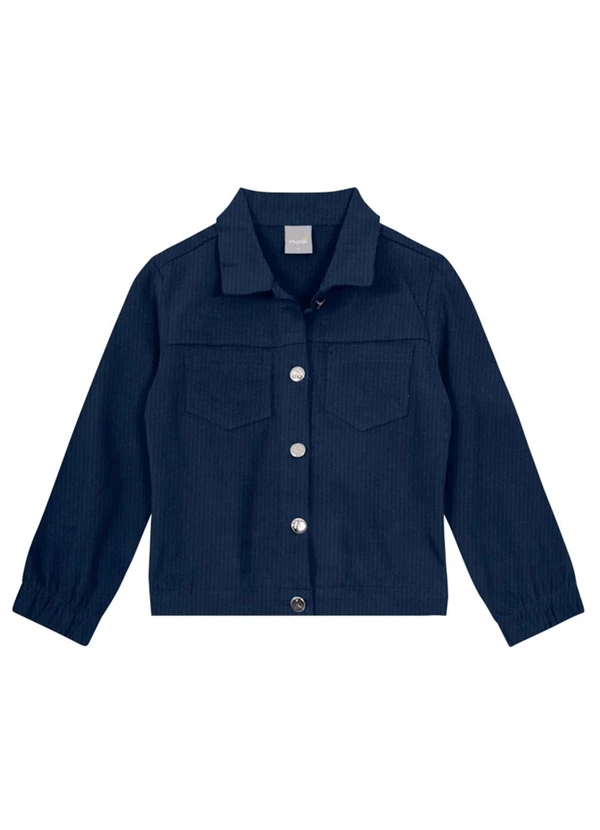 Brandili Mundi - Jaqueta Infantil Menina em Sarja Cotelê Azul