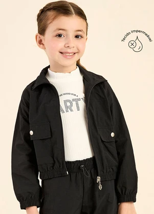 Colorittá - Jaqueta Infantil Menina Impermeável Preto - COLORITTÁ