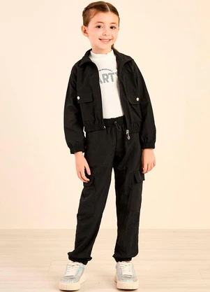 Colorittá - Jaqueta Infantil Menina Impermeável Preto - COLORITTÁ