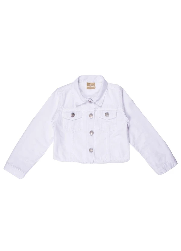 Milon - Jaqueta Infantil Menina Jeans Branco