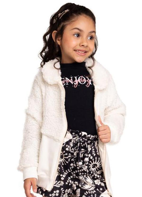 Marlan - Jaqueta Infantil Pelo Sherpa com Moletom Bege