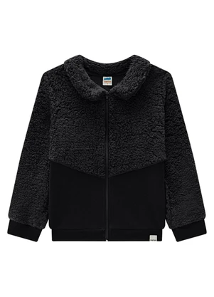 Marlan - Jaqueta Infantil Pelo Sherpa com Moletom Preto - MARLAN