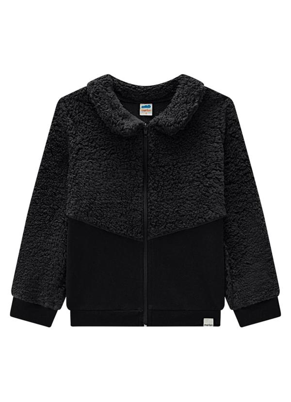 Marlan - Jaqueta Infantil Pelo Sherpa com Moletom Preto