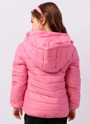 Torra - Jaqueta Infantil Puffer com Bolsos e Capuz Rosa - TORRA
