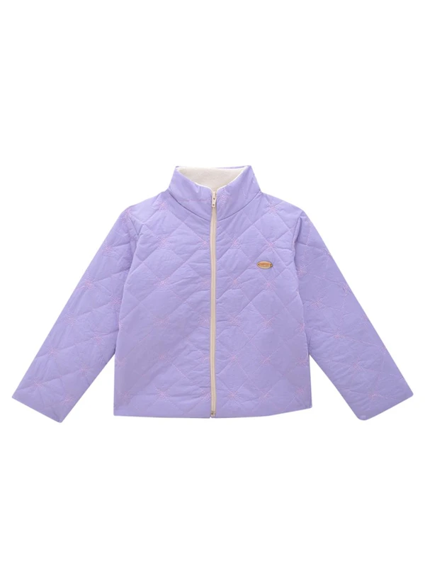 Milli e Nina - Jaqueta Infantil Puffer em Matelassê Flores Roxo