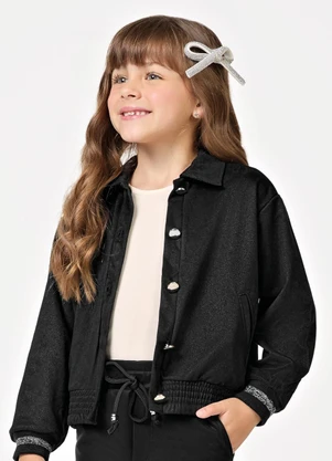 Trick Nick - Jaqueta Infantil Suede Sarjado Preto - TRICK NICK