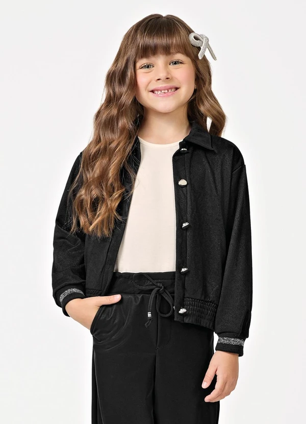 Trick Nick - Jaqueta Infantil Suede Sarjado Preto