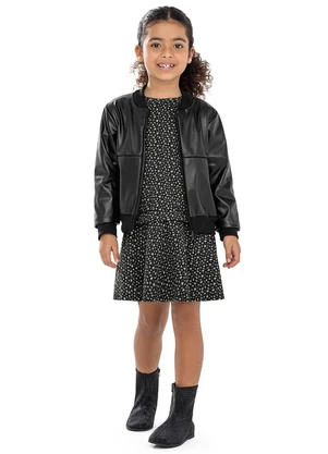 Colorittá - Jaqueta Infantil Unissex Pu Peluciado Preto - COLORITTÁ