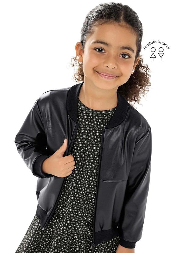 Colorittá - Jaqueta Infantil Unissex Pu Peluciado Preto