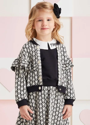 Momi - Jaqueta Jacquard Corações Preto - MOMI