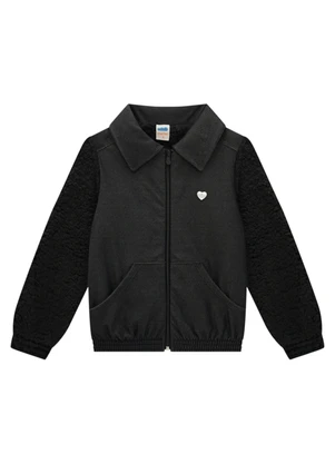 Marlan - Jaqueta Jeans com Pelo Sherpa Preto - MARLAN