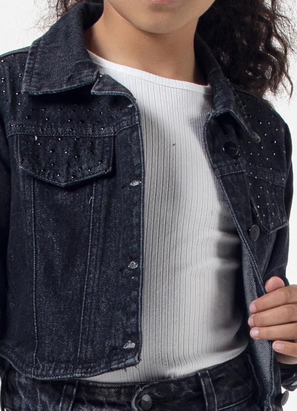 Sun Place - Jaqueta Jeans com Strass Infantil Menina Preto 5