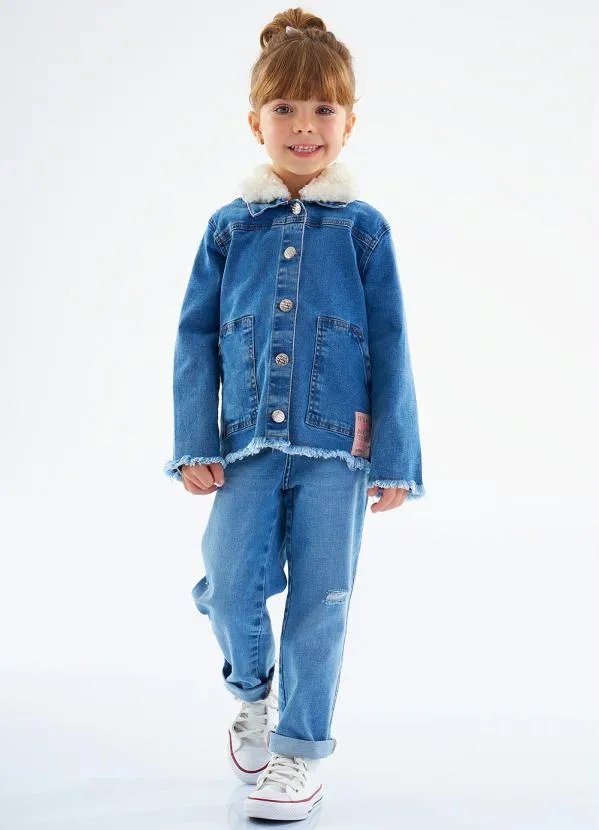 Up Baby - Jaqueta Jeans Infantil Menina Azul 2