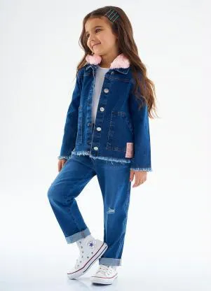 Up Baby - Jaqueta Jeans Infantil Menina Azul - UP BABY