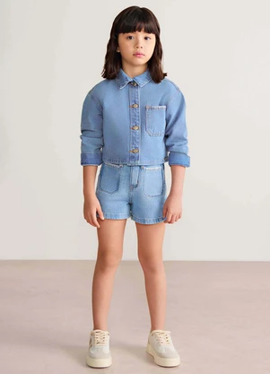 Colorittá - Jaqueta Jeans Infantil Menina Bordado Azul - COLORITTÁ