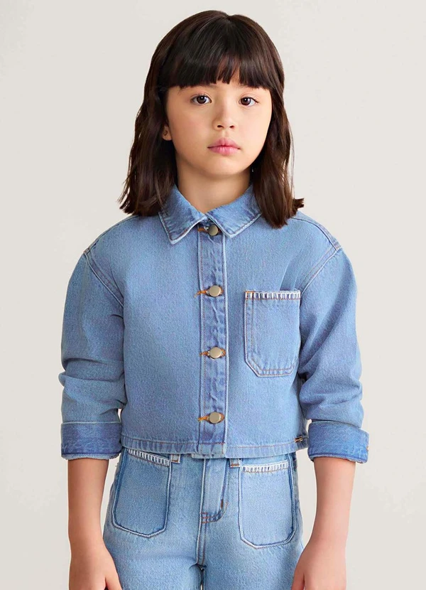 Colorittá - Jaqueta Jeans Infantil Menina Bordado Azul