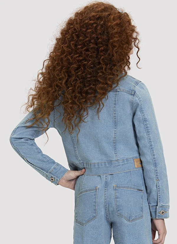 Alakazoo - Jaqueta Jeans Infantil Menina Cropped Bordada Jeans 2