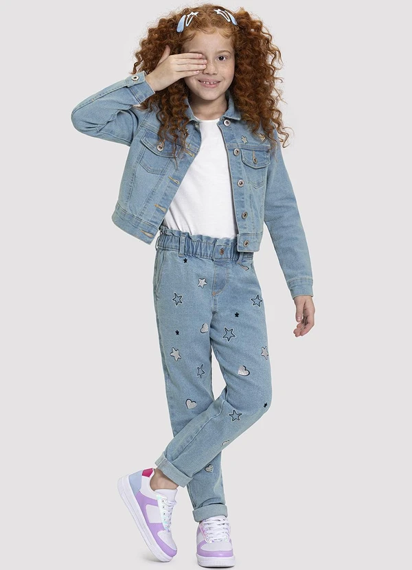 Alakazoo - Jaqueta Jeans Infantil Menina Cropped Bordada Jeans 3