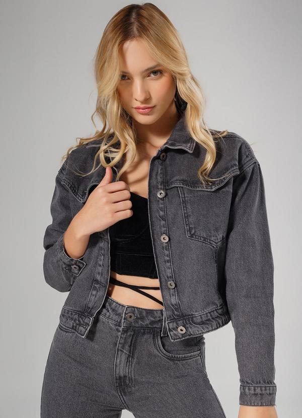 Sun Place - Jaqueta Jeans Juvenil Feminina Over Preto
