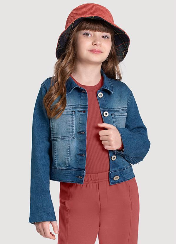 Alakazoo - Jaqueta Jeans Menina com Bordado Borboleta Jeans