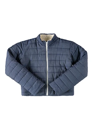 Milli e Nina - Jaqueta Juvenil Chambray Forro Carneirinho Azul - MILLI E NINA