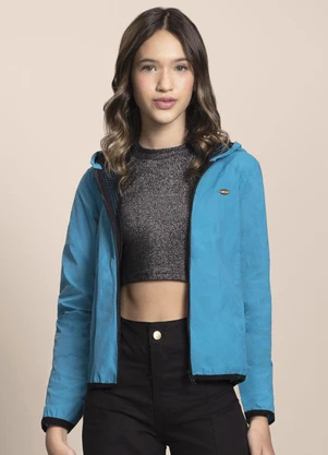 Milli e Nina - Jaqueta Juvenil Corta Vento Microfibra Azul - MILLI E NINA