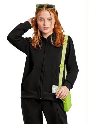 Gloss - Jaqueta Juvenil em Molecotton Menina Preto - GLOSS