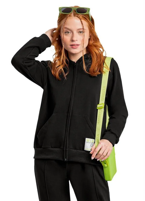 Gloss - Jaqueta Juvenil em Molecotton Menina Preto