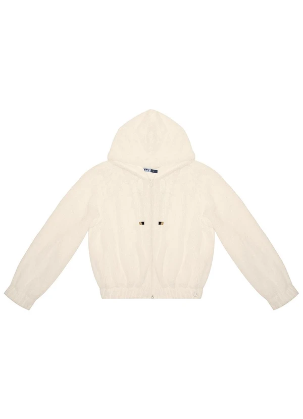 Minty - Jaqueta Juvenil em Pelo Safira com Capuz Bege