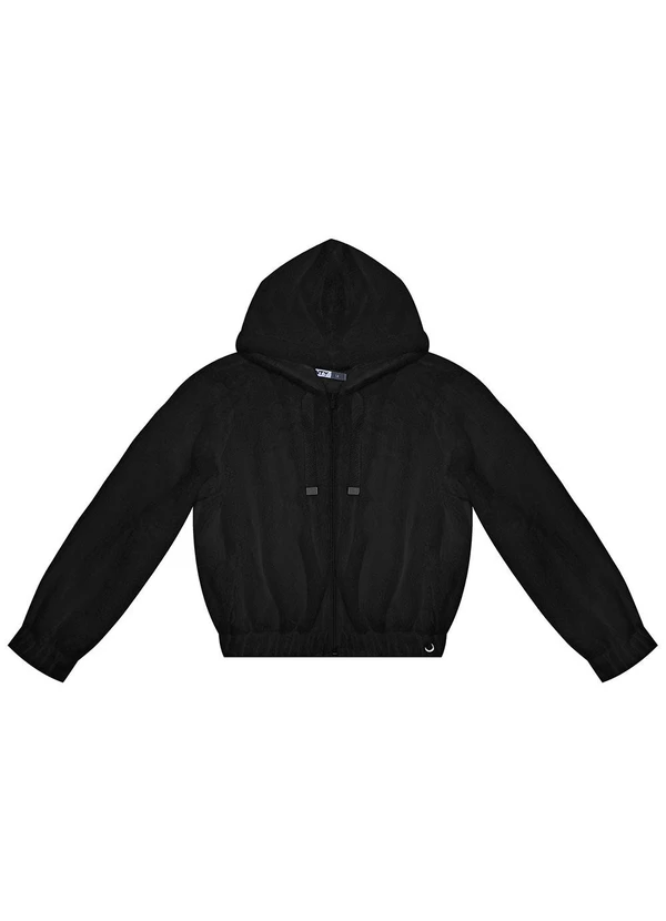 Minty - Jaqueta Juvenil em Pelo Safira com Capuz Preto