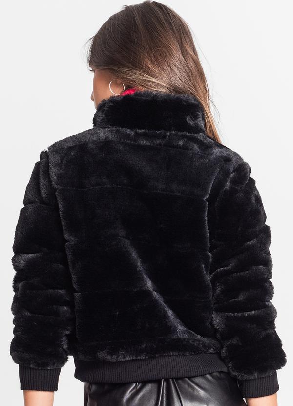 Minty - Jaqueta Juvenil Feminina com Pelos Preto 2
