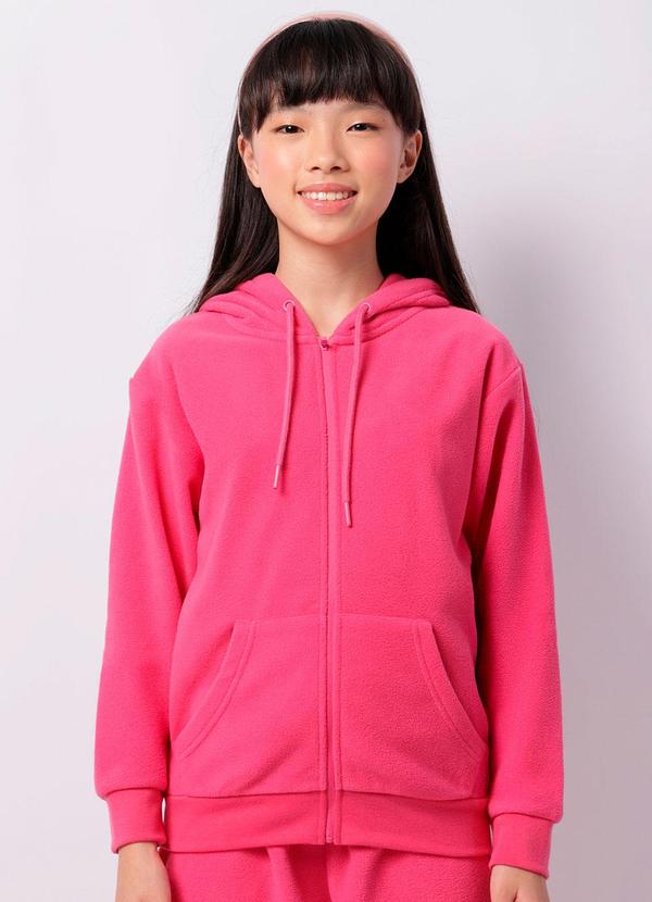 Torra - Jaqueta Juvenil Fleece com Capuz Bolsos Rosa
