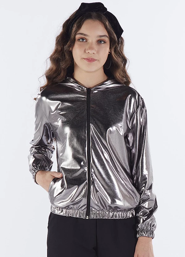 Pulla Bulla - Jaqueta Juvenil Malha Foil e Meia Malha Cinza 1