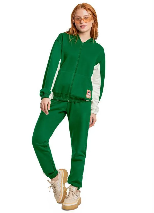 Gloss - Jaqueta Juvenil Menina em Moletom Verde 3