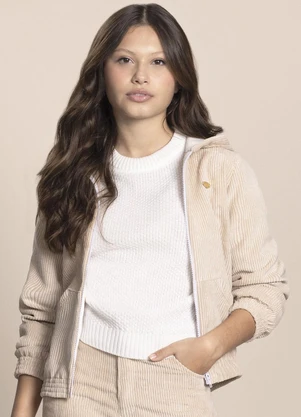 Milli e Nina - Jaqueta Juvenil Menina Veludo Cotelê Bege - MILLI E NINA