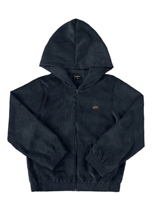 Milli e Nina - Jaqueta Juvenil Menina Veludo Cotelê Preto - MILLI E NINA